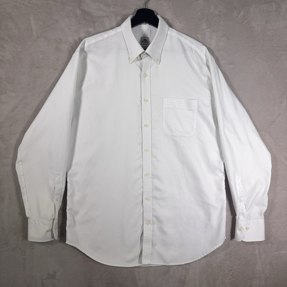 Peter Millar Button Down Shirt Mens Large White Nanoluxe Easy Care Dress Golf